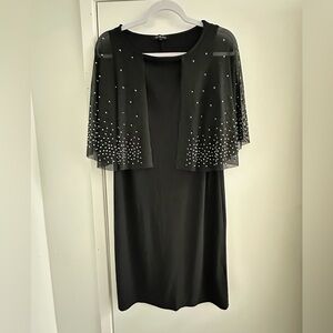 Marina Women’s Black tank dress with cape, dressy Sz 10